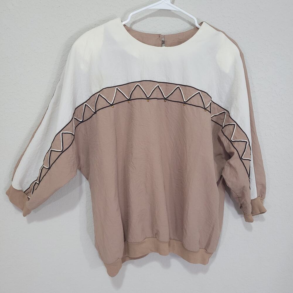 GW Originals Vintage Top Womens Large 80s 90s Dolman Sleeves Made in USA